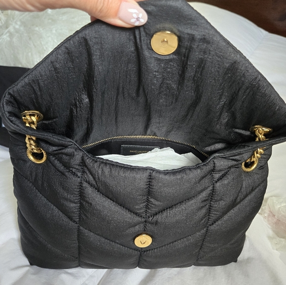 Saint Laurent Black Quilted Nylon Small Loulou Puffer Chain Bag NWT - Picture 11 of 14
